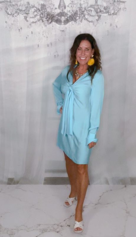 Nouvelle 95 Silk Blue Tie Dress