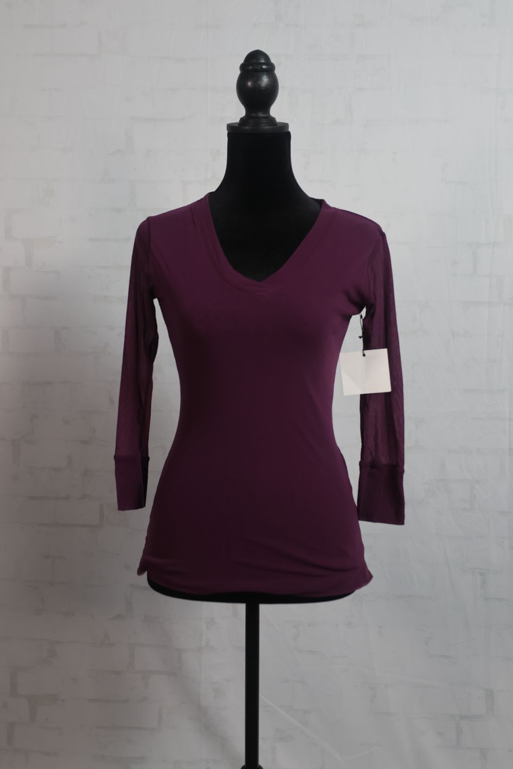 VNeck 3/4 Sleeve Eggplant Blouse by Petit Pois
