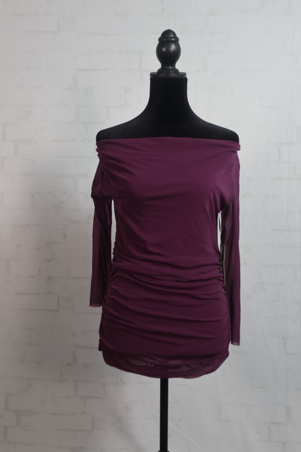 On/Off Shoulder Eggplant Top by Petit Pois