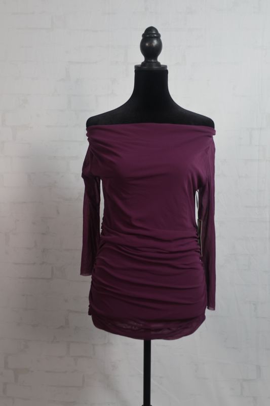 On/Off Shoulder Eggplant Top by Petit Pois