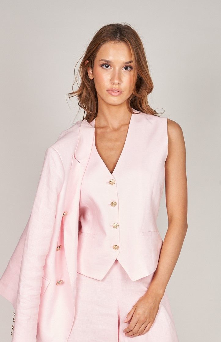 Trisha Paterson Pink Linen Vest