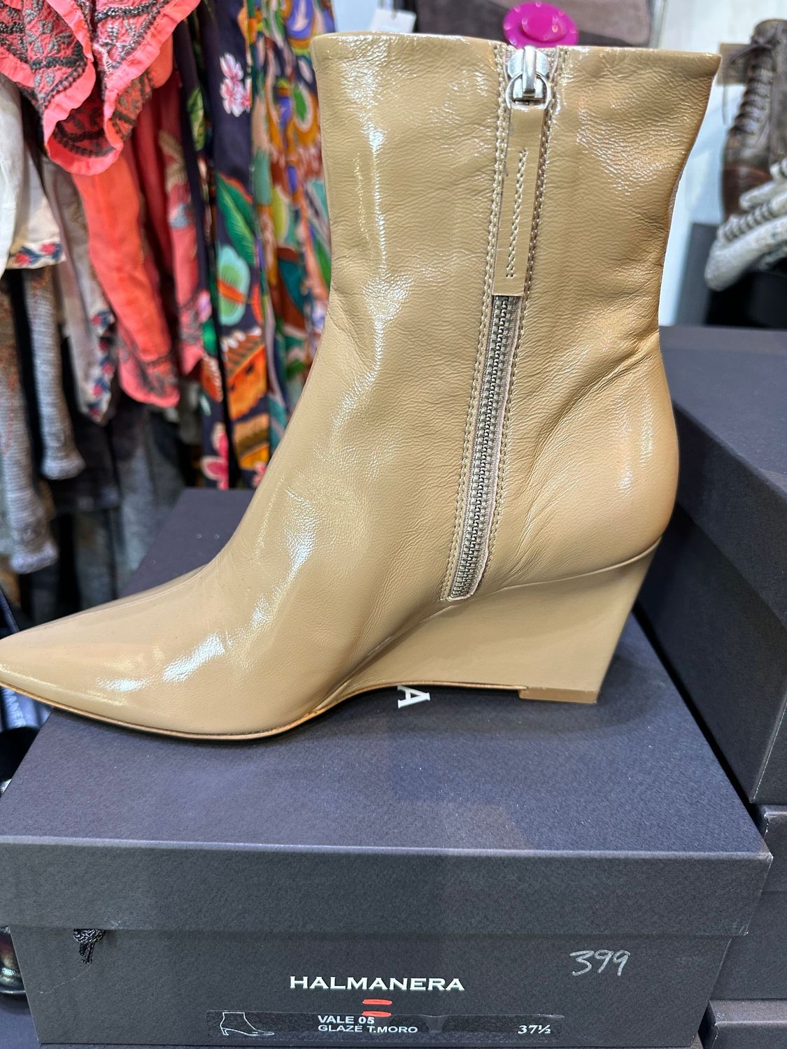 Halmanera Camel Leather Boots with side zip