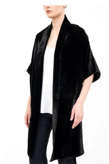 Elaine Kim Velvet Shrug with Silk Back -  Amari - Black