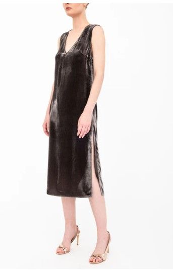 Elaine Kim Silk Velvet Midi Dress - Java