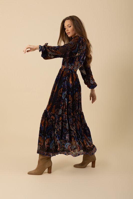 Hale Bob Alexa Velvet Burnout Maxi - Black 48VT660M