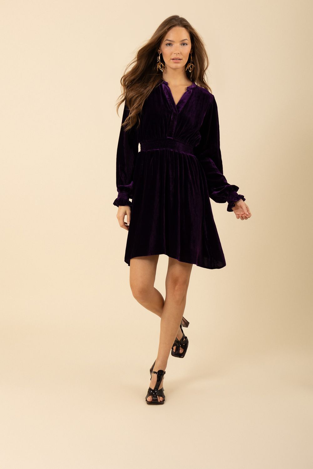 Hale Bob Carter Velvet Dress - Purple 49HN630A