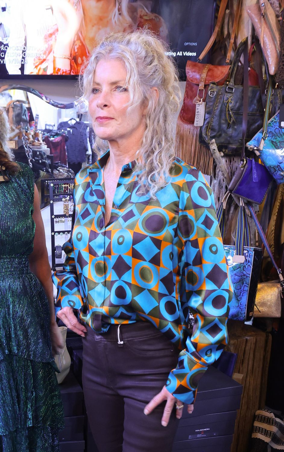 Go Silk Op Art Geo Blouse