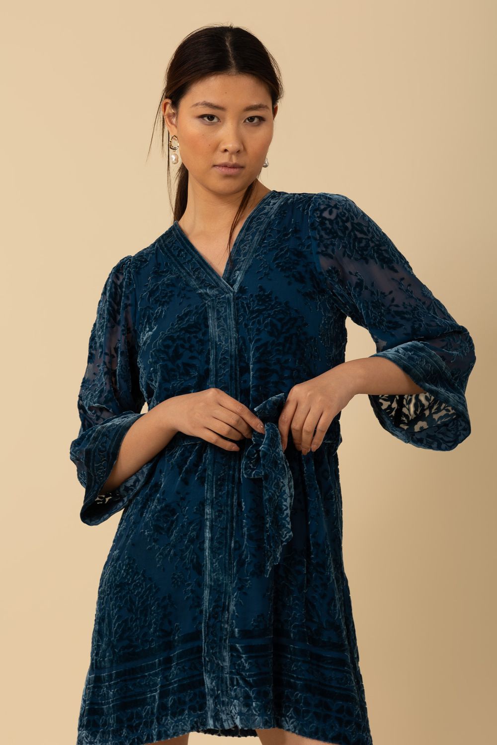 Hale Bob Helena Solid Dress 49ET610S Teal