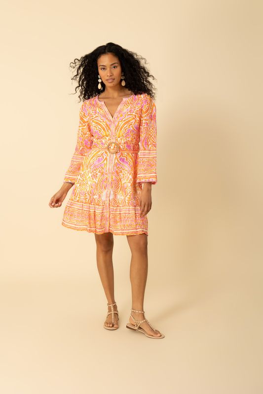 Hale Bob Davina Linen Short Dress 4YYU674A Orange