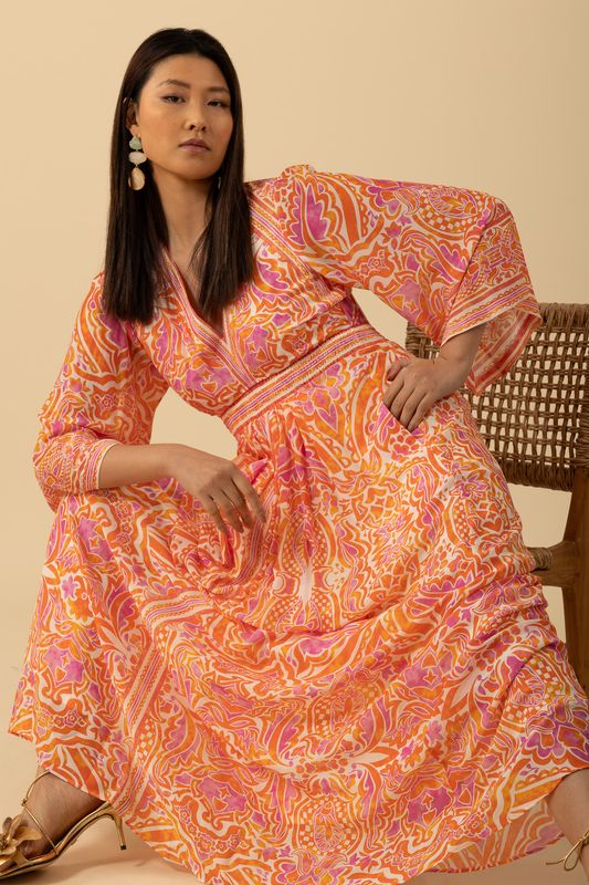 Hale Bob Abby Maxi Dress 4YYU672A Orange Hale Bob Abby Maxi Dress 4YYU672A Orange