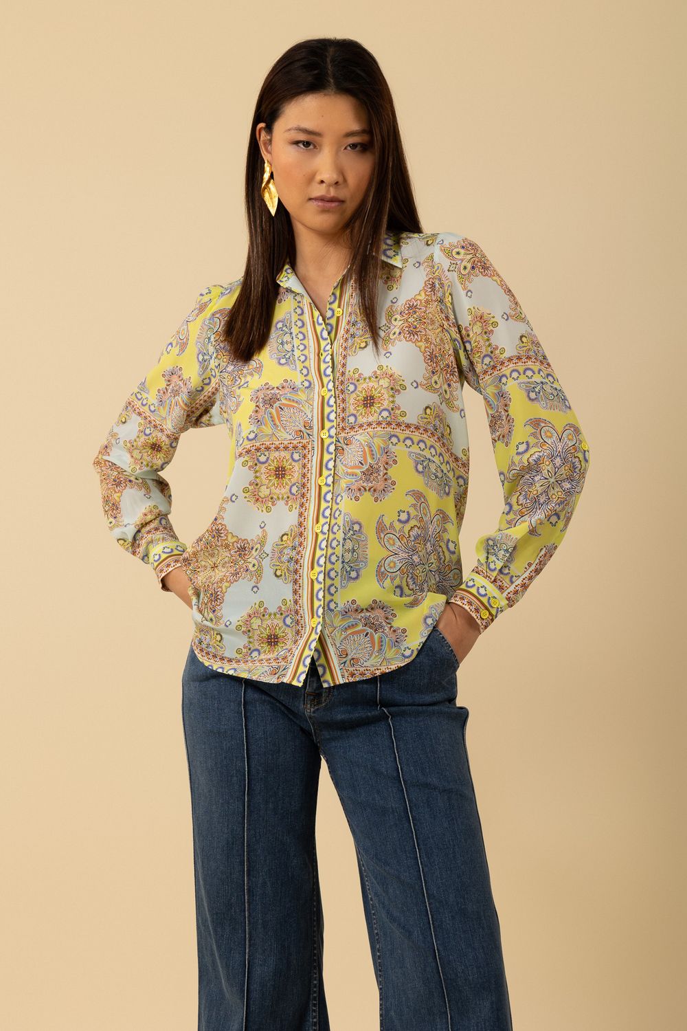 Hale Bob Madlynn Silk Button Up Top 4YA212A