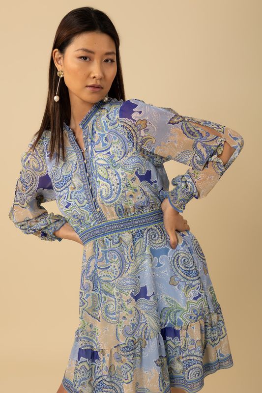 Hale Bob Shelby Chiffon Dress 4YDD630A Blue