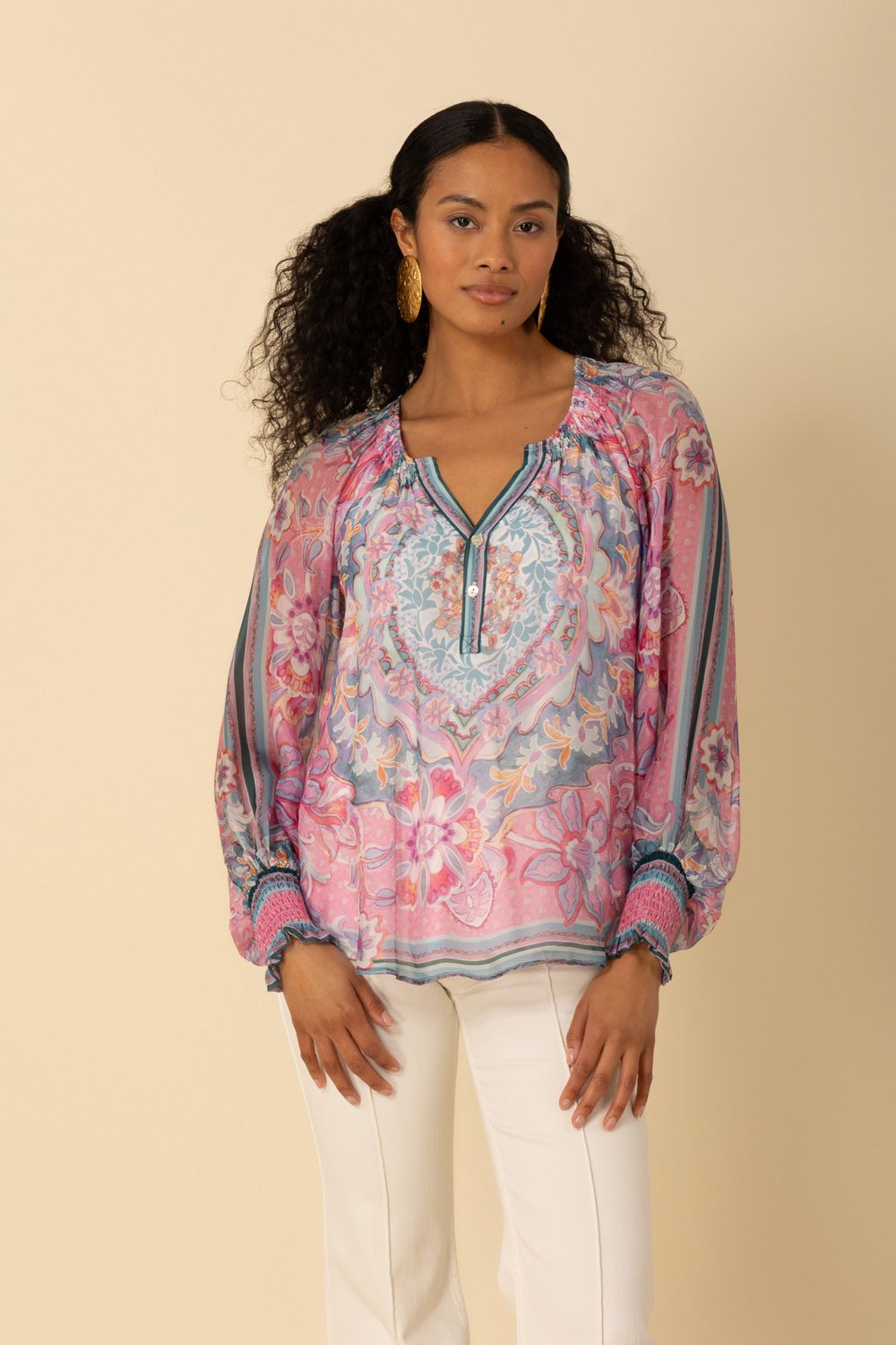 Hale Bob Michaela Chiffon Top 4ZCA212A Pink