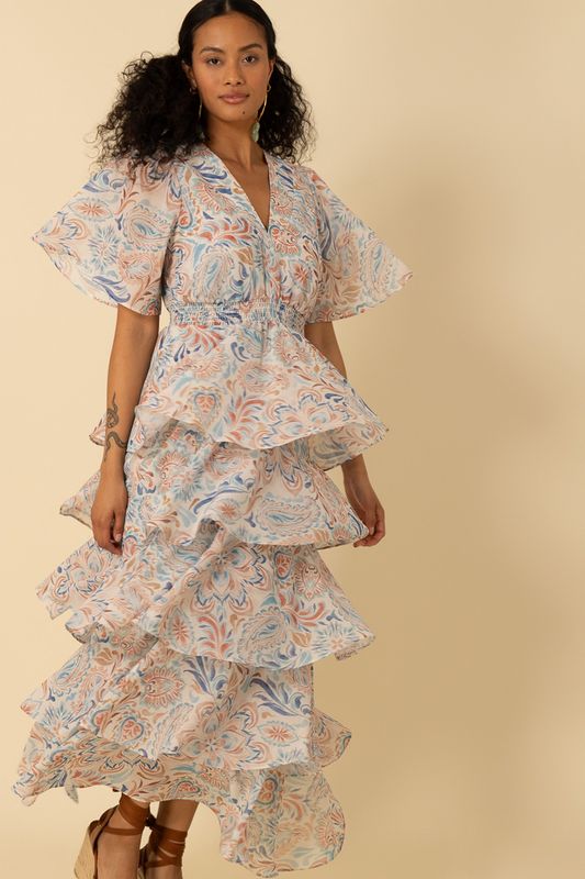 Hale Bob Karsyn Tiered Maxi 4ZGH646A Beige Hale Bob Karsyn Tiered Maxi 4ZGH646A Beige