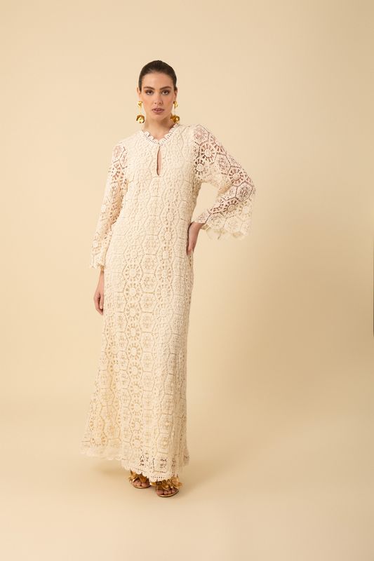 Hale Bob Amirah Crochet Maxi Dress 4ZLW650M Ivory Hale Bob Amirah Crochet Maxi Dress 4ZLW650M Ivory