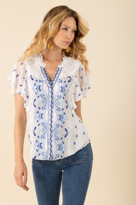 Hale Bob Aliana Embroidered Top 51EB230A Hale Bob Aliana Embroidered Top 51EB230A