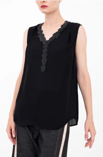 Elaine Kim Silk Georgette Bettina Top - Black