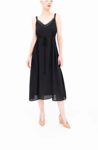 Elaine Kim Silk Gorgette Babette Dress - Black