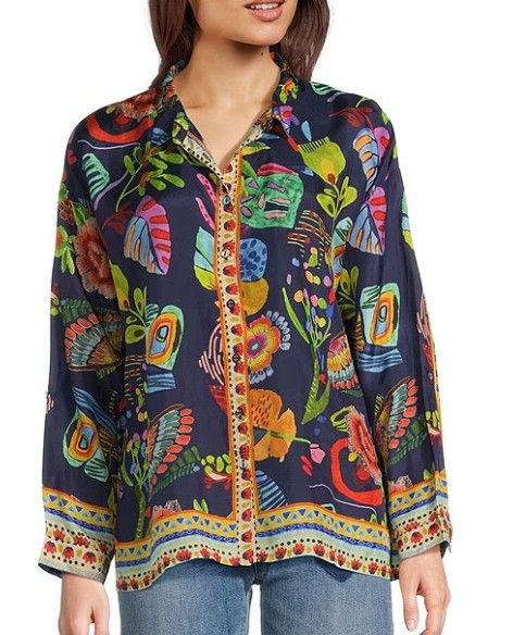 Johnny Was Audrey Oversized Shirred Back Shirt - Farout Scarf C13625-1