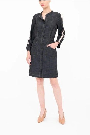 Elaine Kim Eco Slub Denim Midi Duster Dress - Bryn - Black