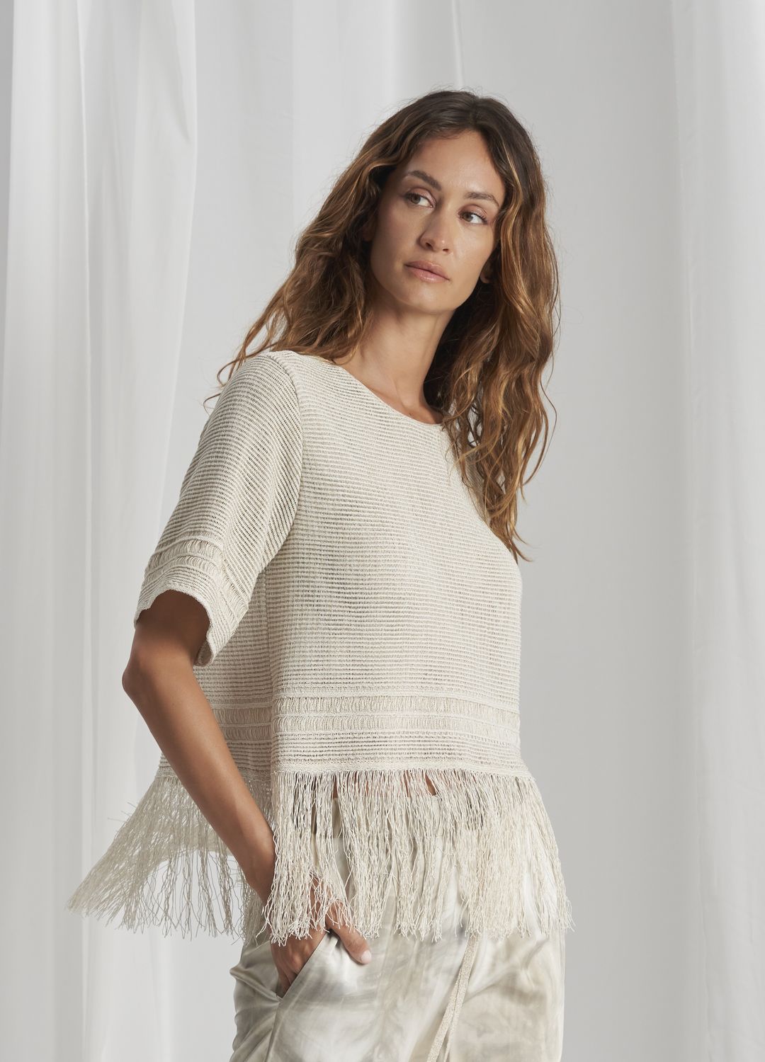 Tricot Chic Fringe Top