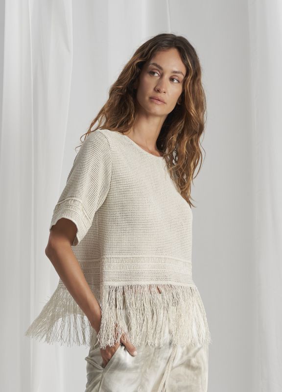 Tricot Chic Fringe Top