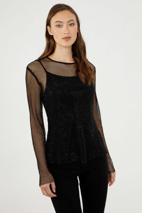 Frank Lyman Glamorous Fishnet Pullover 244619