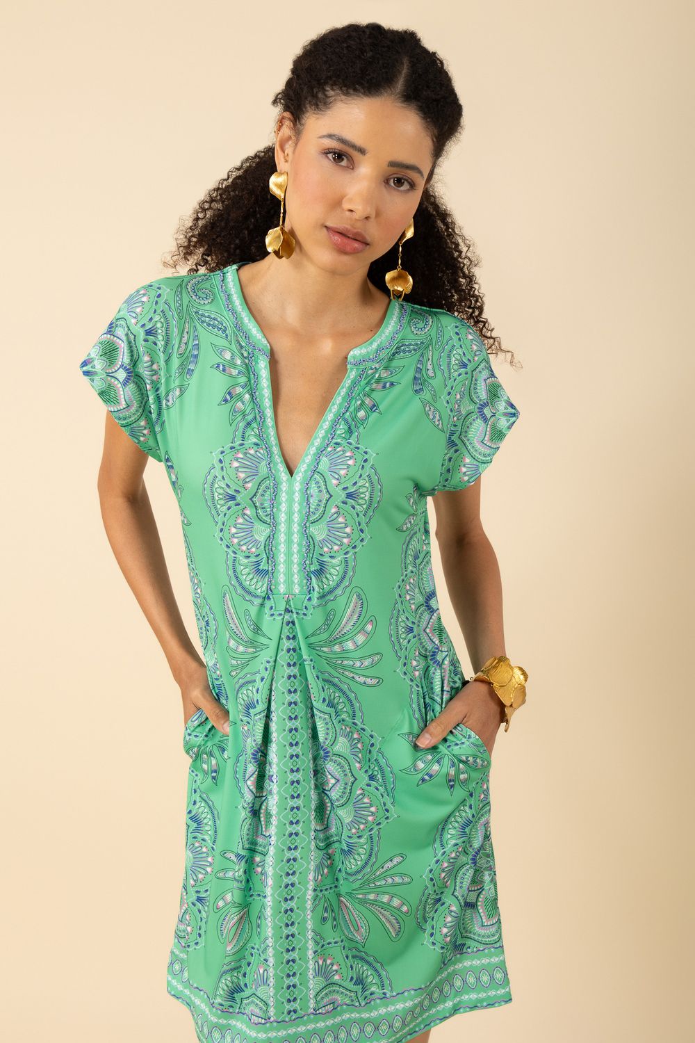 Hale Bob Jada Jersey Beaded Dress 52DP610A