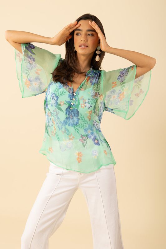 Hale Bob Noemi Crinkle Chiffon Top 53AU210A