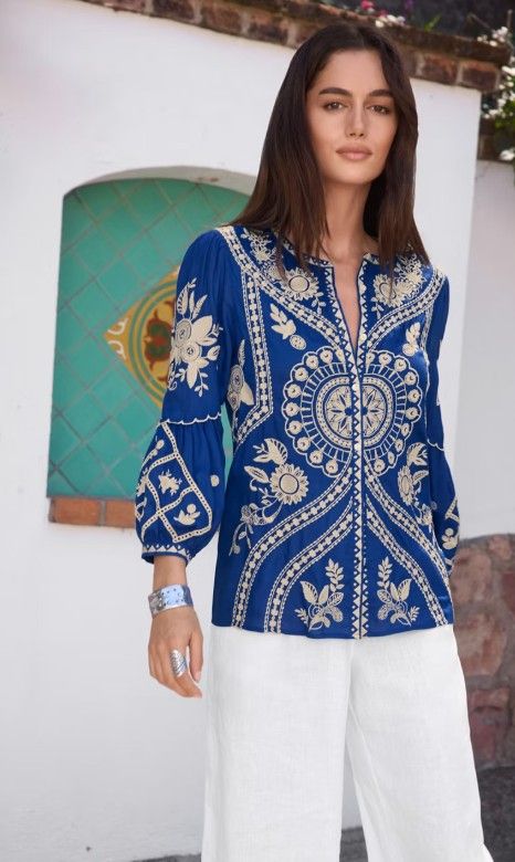 Johnny Was Scallop Sleeve Blouse W10425-5