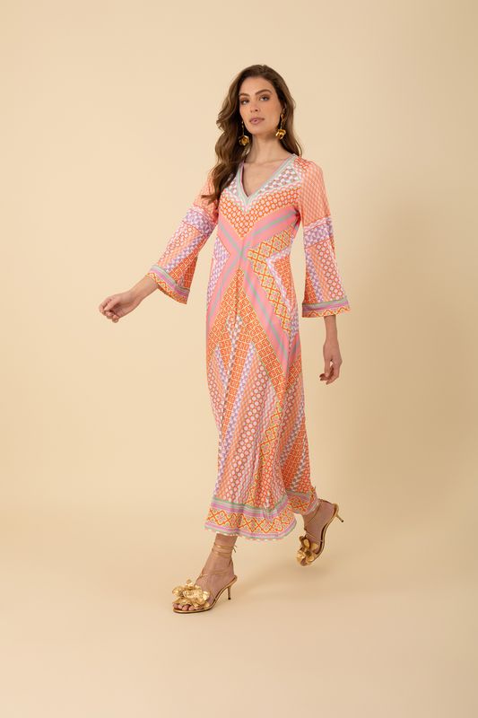 Hale Bob Henley Jersey Maxi Dress 4ZTN664A Orange Hale Bob Henley Jersey Maxi Dress 4ZTN664A Orange