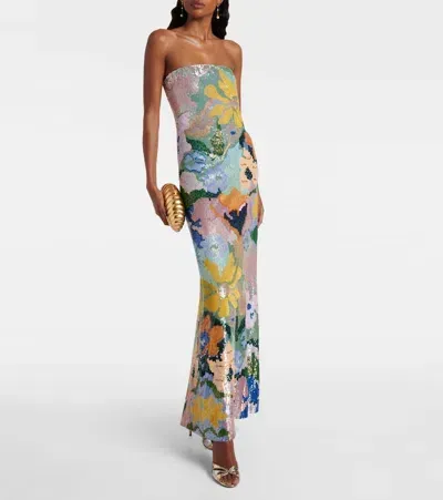 La Fuori Floral Jacquard Embroidered Gown