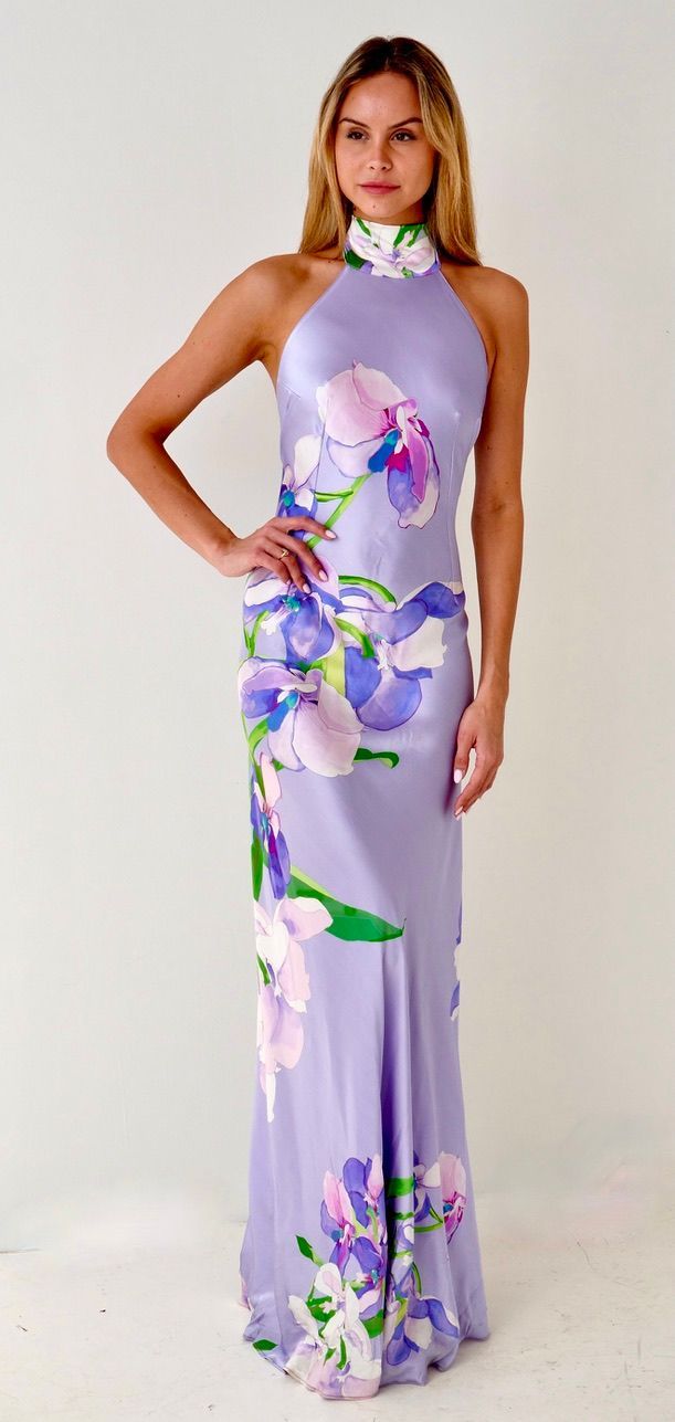 Trisha Paterson Lavender Iris Floral Gown