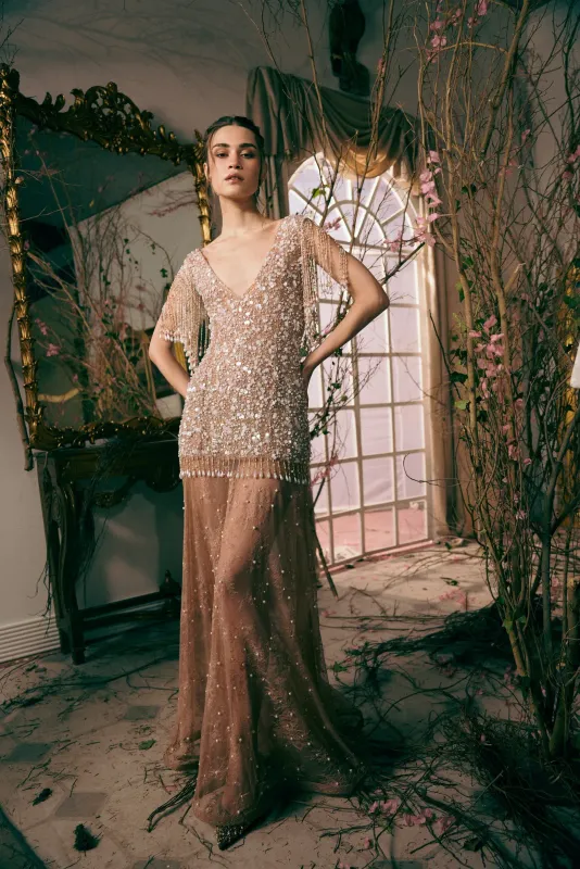 La Fuori Lacey Nude Glow Dress