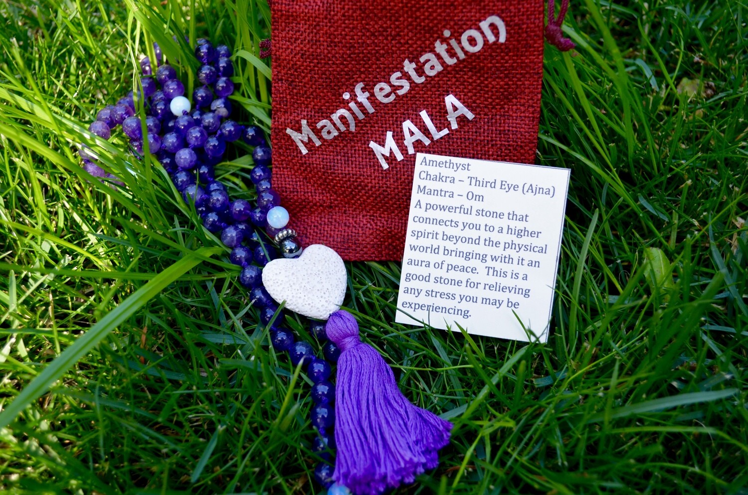 Manifestation ~ White Heart Amethyst Mala