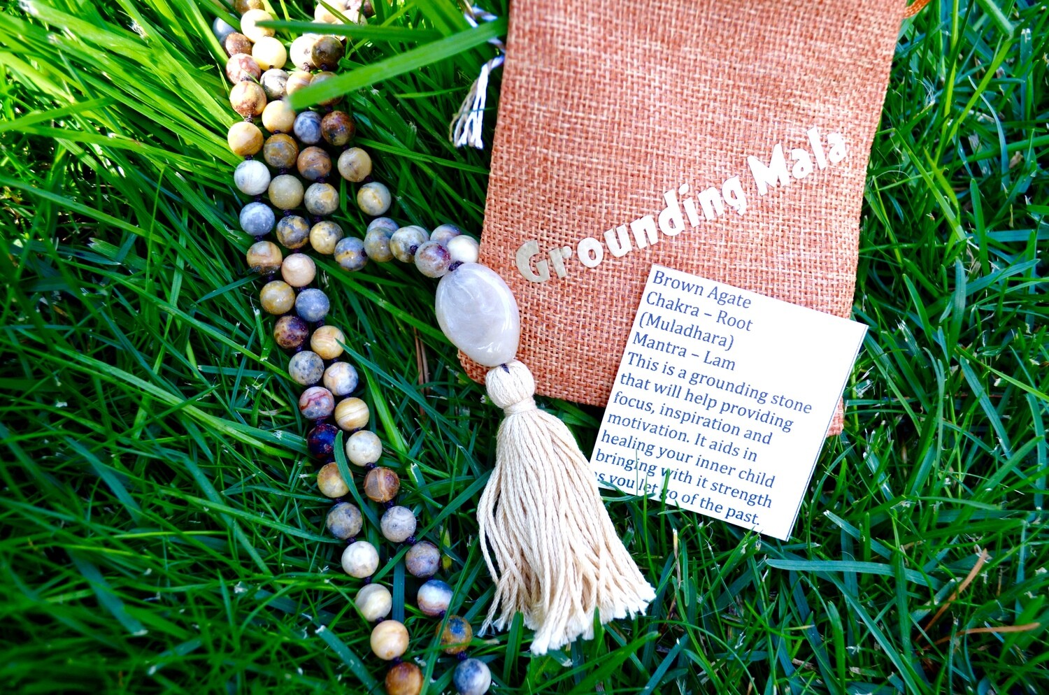 Grounding ~ Brown Agate Large Tan Mala