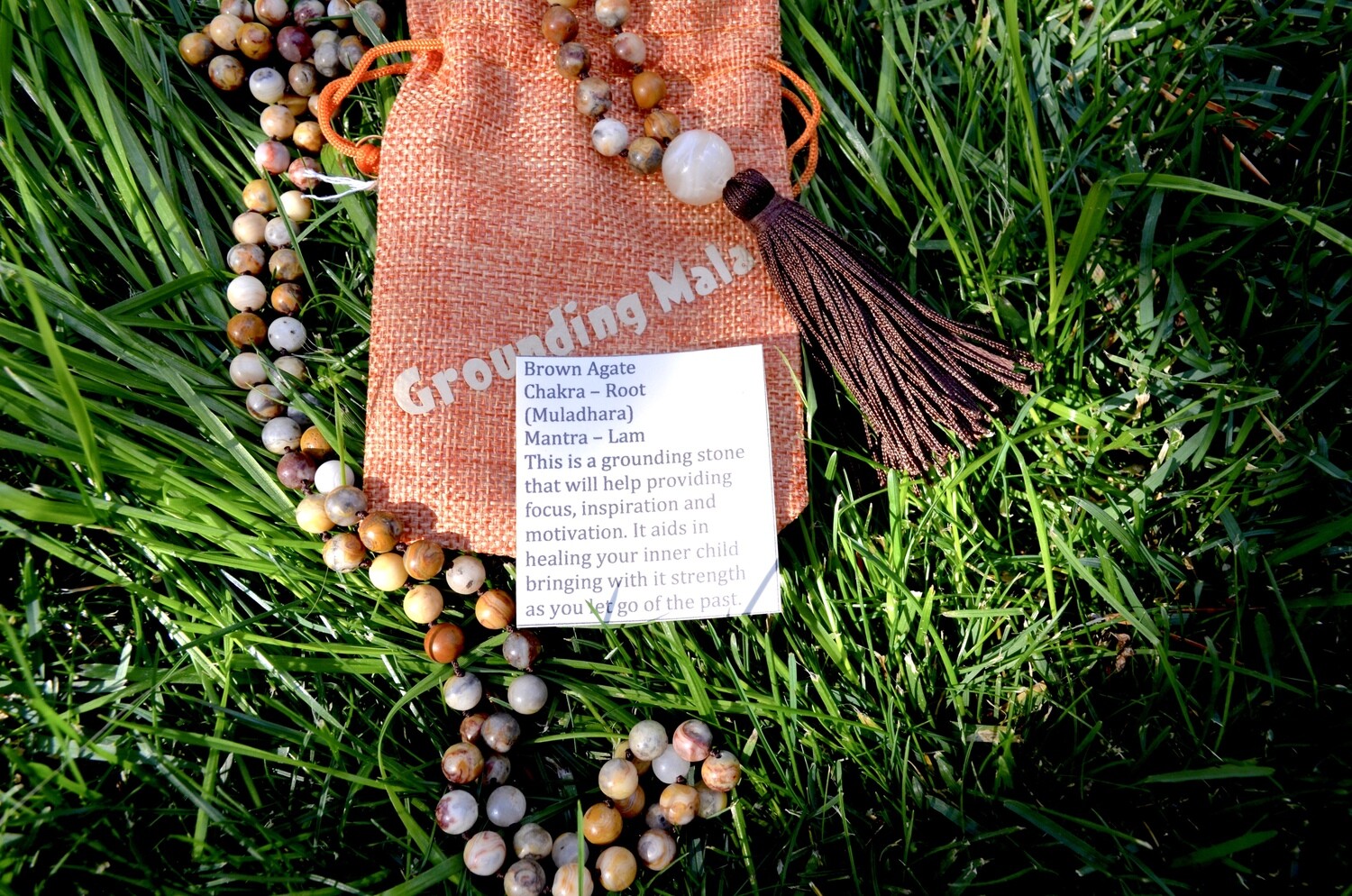 Grounding ~ Brown Agate Small Tan Mala