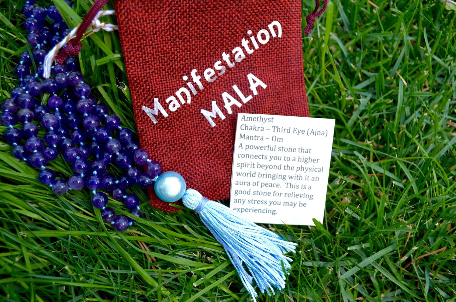 Manifestation ~ Blue Threaded Amethyst Mala