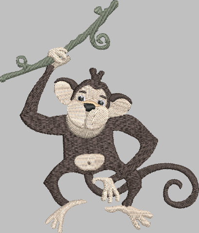 Expressive Monkey Embroidery Design