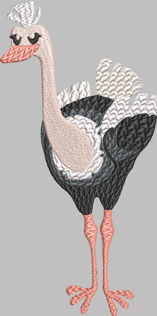 Expressive Ostrich  Embroidery Design