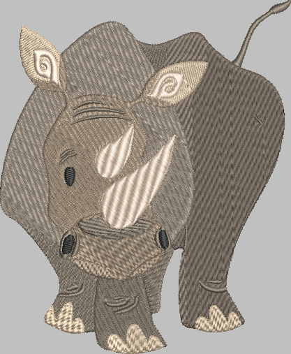 Expressive Rhino Embroidery Design