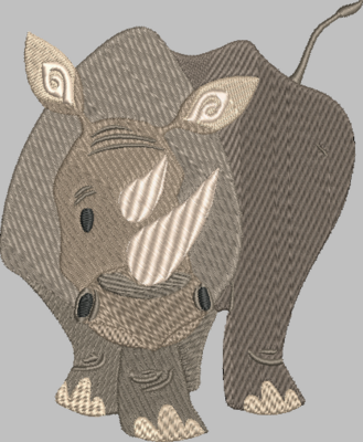 Expressive Rhino Embroidery Design