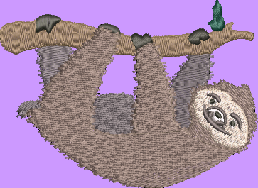 Expressive Sloth Embroidery Design