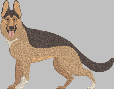 German Shepard Embroidery Design  L