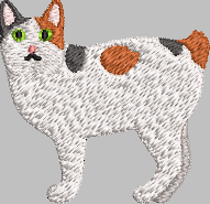 Japanese Bobtail Cat Embroidery Design