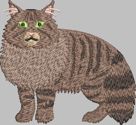 Maine Coon Cat Embroidery Design