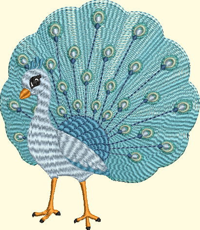 Beautiful Blue Peacock Embroidery Design