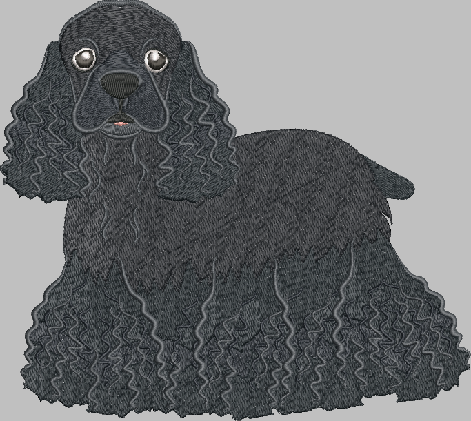Cocker Spaniel Embroidery Design Black