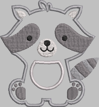 Racoon Applique Embroidery Design