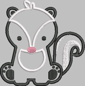 Skunk Applique Embroidery Design